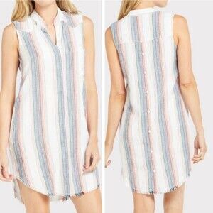 Cloth & Stone Linen Blend Shirt Dress  Sleeveless Button Front and Back Large